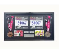 London Marathon 2023/24 Medal Display Frame: Diy Bib & Photo - Mahogany Frame/white Mount