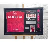 London Marathon 2024 Medal Display Frame: Bib, T-Shirt & Photo - Mahogany Frame