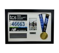 London Marathon Medal Display Frame: Diy Bib & Photo Keepsake - Mahogany Frame/white Mount