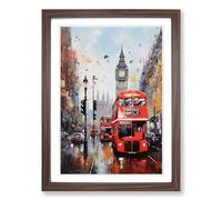London Modern Framed Print | A2 Walnut Framed Wall Art | Ready to Hang | Modern Nature Picture | Living Room Bedroom Lounge Office