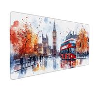 London Mouse Pad Large 120x60cm, White Gaming Mouse Pad Waterproof Desk Mat with 3MM Stitched Edges, Non-Slip Rubber Base Mousepad Computer Accessories for Gaming, PC, Office, Home, Gifts -lsy2603IM
