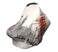 London Nursing Cover 360° Full Coverage Vintage Romantic Stretch Scarf for Breastfeeding and Car Seat Cover Fit for Most Pushchairs and Prams