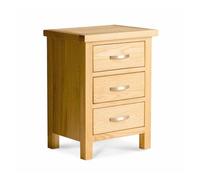 London Oak Bedside Table - Fully Assembled 3 Drawer Cabinet - By Roseland Furniture