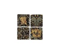 London Ornaments Set of 4 Cork Backed Black Floral Coasters