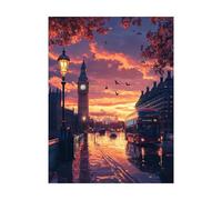 London Paint by Numbers for Adults Big Ben Painting by Numbers for Adults, Art Supplies with Color Canvas for Painting 32x24In 36 Colors of Acrylic Paint and Brush, Wall Art for Room Decor 2YH-13788