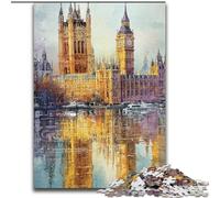 London Paris Big Ben Jigsaw Puzzles 1000 Pieces for Adults Teens, Challenging Game Toys Every Piece Is Unique - Challenging Family Fun Game (50x75cm)