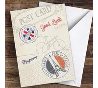 London Paris Bike Ride Good Luck Personalised Good Luck Card - Personalised Good Luck Card, Sending Luck, Custom Good Luck Card