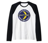 London Paris Brussels Night Ferry Rail Train Route Emblem Raglan Baseball Tee