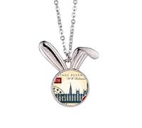 London Parliament Stamp England Britain UK Rabbit Necklace Pendant Bunny Animal Jewelry Gift