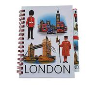 London Photos Notebook and Pen - Icons Landmarks / A6 Size/Matching Design/Wirebound Notepad/Images of Big Ben/Royal Guard/Red Bus/Black Taxi/Beefeater/British Souvenir from England UK