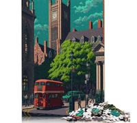 London Pixel Art Puzzles 500 Pieces Wooden Puzzles Puzzles for Adults Puzzle for Adults And Teenager 500pcs (52x38cm)