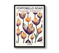 London Portobello Road Flower Market Poster, Minimalist Print Abstract Art Exhibition, Floral Travel Home Wall Art Decor, Archival Matte, A4 (Print Only) - 29.7x21cm