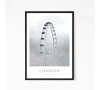 London Poster, London Eye, Travel Print, Minimalist Travel Poster, Wall Art, Modern Black & White, British Culture, Chic Bedroom, Living Room, A3 or A4 Print Only, Unframed (A3)