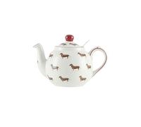 London Pottery Afternoon Tea Teapot, cup and Saucer, Porcelain Dinnerware Plates and Bowls Set Dinnerware Set, 7-Piece, Soup Plates, Salad Plates, Dishes and Rice Bowls (Dog，Teapot with Infuser)