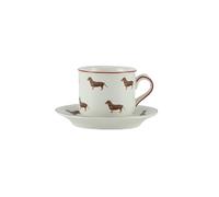 London Pottery Afternoon Tea Teapot, cup and Saucer, Porcelain Dinnerware Plates and Bowls Set Dinnerware Set, 7-Piece, Soup Plates, Salad Plates, Dishes and Rice Bowls (Dog，Cup and Saucer)