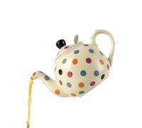 London Pottery Ceramic Teapot 600ml with Stainless Steel Infuser, Elegant and Sophisticated Way to Drink Tea for 1-2 People (Ivory Multispot, Teapot with Infuser, 600ml)