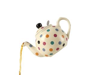 London Pottery Ceramic Teapot 600ml with Stainless Steel Infuser, Elegant and Sophisticated Way to Drink Tea for 1-2 People (Ivory Multispot, Teapot with Infuser, 600ml)