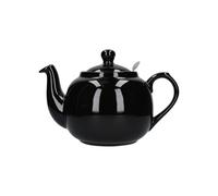 London Pottery Farmhouse 4 Cup Ceramic Teapot with Removable Infuser and Lid, Large Tea Pot with Stainless Steel Fine Mesh Strainer, 40.6 OZ / 1200ml Tea Pot for Loose Tea or Bags (Gloss Black)