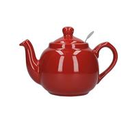 London Pottery Farmhouse 4 Cup Ceramic Teapot with Removable Infuser and Lid, Large Tea Pot with Stainless Steel Fine Mesh Strainer, 40.6 OZ / 1200ml Tea Pot for Loose Tea or Bags (Red)
