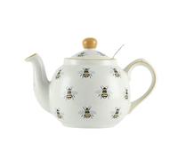 London Pottery Farmhouse Animal Pattern Teapot for Loose Leaf Tea, White with Animal Illustration (Bee, 2Cup(600ml))