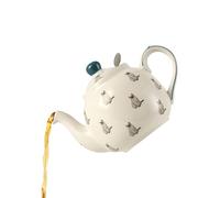 London Pottery Farmhouse Animal Pattern Teapot for Loose Leaf Tea, White with Animal Illustration (Cat, 2Cup(600ml)…