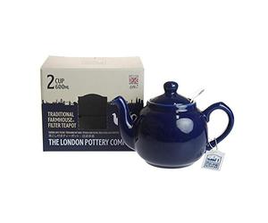 London Pottery Farmhouse Small Teapot with Infuser, Ceramic, Cobalt Blue, 2 Cup (600 ml)