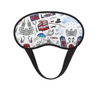 London Print Blindfold Sleep Mask, 100% Block Light Eye Sleep Shade Cover Eye Masks with Adjustable Strap