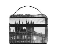 London Print Travel Makeup Bag - Large Capacity Lightweight Cosmetic Organizer with Handle & Zipper Closure, Large Capacity Toiletry Bags, Holiday Essentials for Women