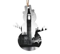 London -Print Wood Christmas Ornaments Hand-Carved, Eco-Friendly Holiday Decor For Tree Home. 1 PCS Snowman Shape