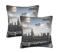 London Printed Pillowcase 2 Pack 22"x22", Soft Decorative Pillow Cases with Hidden Zipper Double-Sided for Sofa Bed Living Room Bedroom