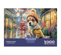 London Rainy Chihuahua 1000pcs Jigsaw Puzzle Vintage Urban Setting - Heavy-Duty Jigsaw Cardboard & Puzzle for The Whole Family 38x26cm/1000pcs Relaxation Jigsaw Puzzle