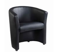 London reception single tub chair 670mm wide - black faux leather