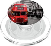 London Red Bus Black and White City Street Art PopSockets PopGrip for MagSafe