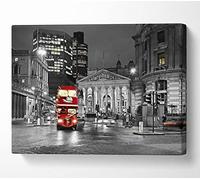 London Red Bus In The Heart Of The City Canvas Print Wall Art - Canvas Art Medium 20 x 32 Inches
