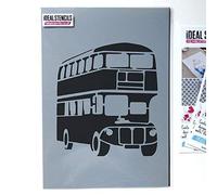 London Red Bus Stencil | Nursery & Child Friendly Home Wall Decorating & Craft Stencil | Paint Walls Fabrics & Furniture | 190 Mylar Reusable Stencil (S/17X19CM)