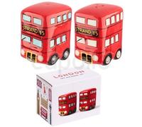 London Red Routemaster Bus Ceramic Salt Pepper Shaker Set Souvenir