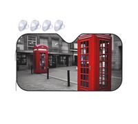 London Red Telephone Booth Car Windshield Sun Shade Foldable Car Front Window Sunshade for Sun, Heat and UV Rays, Auto Sun Blocker Visor Protector for Cars, SUVs Small