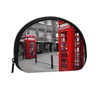 London Red Telephone Booth Coin Purse with Zipper Mini Coin Pouch Small Change Wallet for Men Women Coin Bag Personalized Credit Card Bags Everything Storage Pouch for Headset ID Key Lipstick
