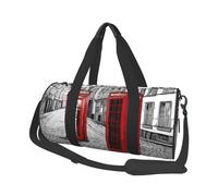 London Red Telephone Booth Duffle Bag With Shoes Compartment And Adjustable Strap,Foldable Travel Duffel Bags For Men Women,Waterproof Duffel Bags, Black, One Size