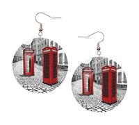 London Red Telephone Booth Elegant Leather Round Earrings-Fashionable And Unique Accessories For Everyday Wear