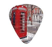 London Red Telephone Booth Print Guitar Picks 12-Pack - Assorted Thickness Picks (0.46 mm, 0.71 mm, 0.96 mm) with Storage Box & Assorted Unique Design for Acoustic, Electric, Bass, and Ukulele Players