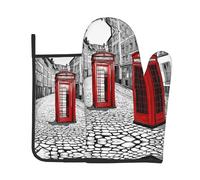 London Red Telephone Booth Print Oven Mitts And Pot Holders Sets Women Men Home Cooking Baking Microwave Bbq Gift
