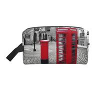 London Red Telephone Booth Print Travel Bag Toiletry Makeup Organizer for Women and Men, Large Capacity for Cosmetic, Accessories, Toiletries, Shampoo, and Essentials