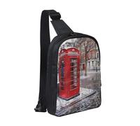 London Red Telephone Booth Printed Chest Bag Sling Bag for Men Women, Waterproof Crossbody Backpack Men Bag for Runner Workout Hiking Cycling Travel