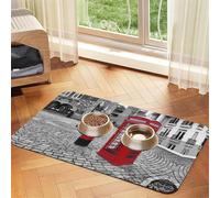 London Red Telephone Booth Printed Pet Bowl Mats, Non-Slip And Tasteless Dog And Cat Feeding Mats