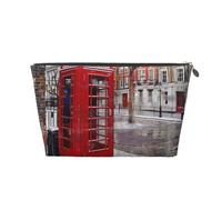 London Red Telephone Booth Printed Travel Cosmetic Bags with Silver Zipper Makeup Organizer Cosmetic Case Toiletry Bag for Women Mom Girls