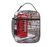 London Red Telephone Booth Prints Insulated Lunch Tote Bag Lunch Box Reusable Lunch Cooler Bag for Women/Men Work, Picnic, School, Travel