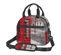 London Red Telephone Booth Prints Lunch Bag Tote Bag for Women Men, Insulated Lunch Cooler Bag Organizer for School Picnic Work Outdoor