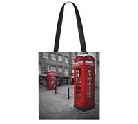 London Red Telephone Booth Tote Bag-Aesthetic Shoulder Tote,shopping Bags-lightweight Reusable,handbag for Work Travel