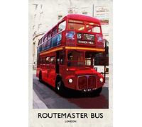 London Routemaster Bus Retro Poster Greeting Card